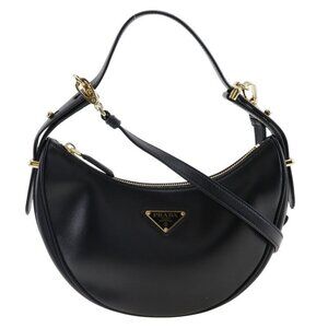PRADA Arche Shoulder Bag 1BC194 2WAYShoulder black Calfskin Women